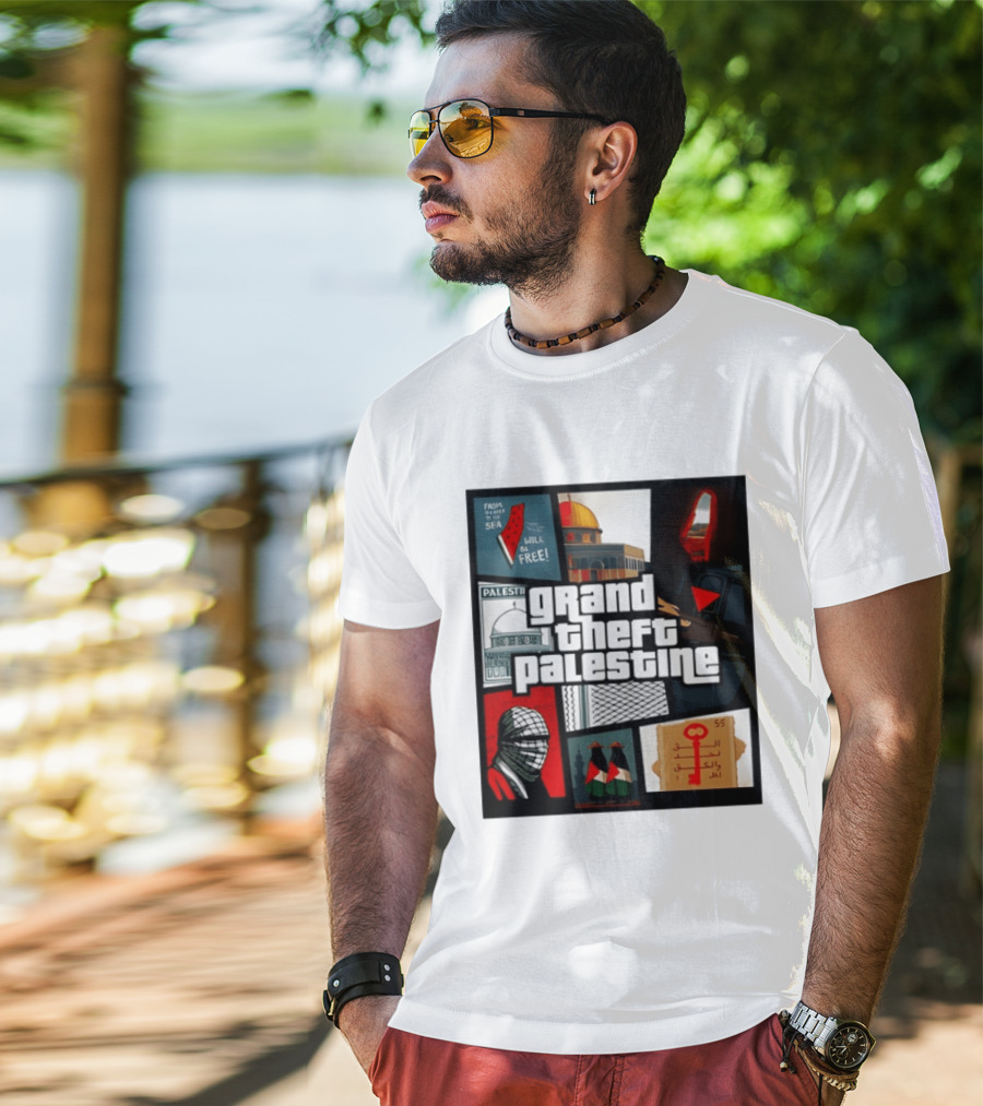 Grand Theft Palestine Dome Of The Rock Sea To Sea Free Palestine RPG Key 55 Flag Cover T-Shirt