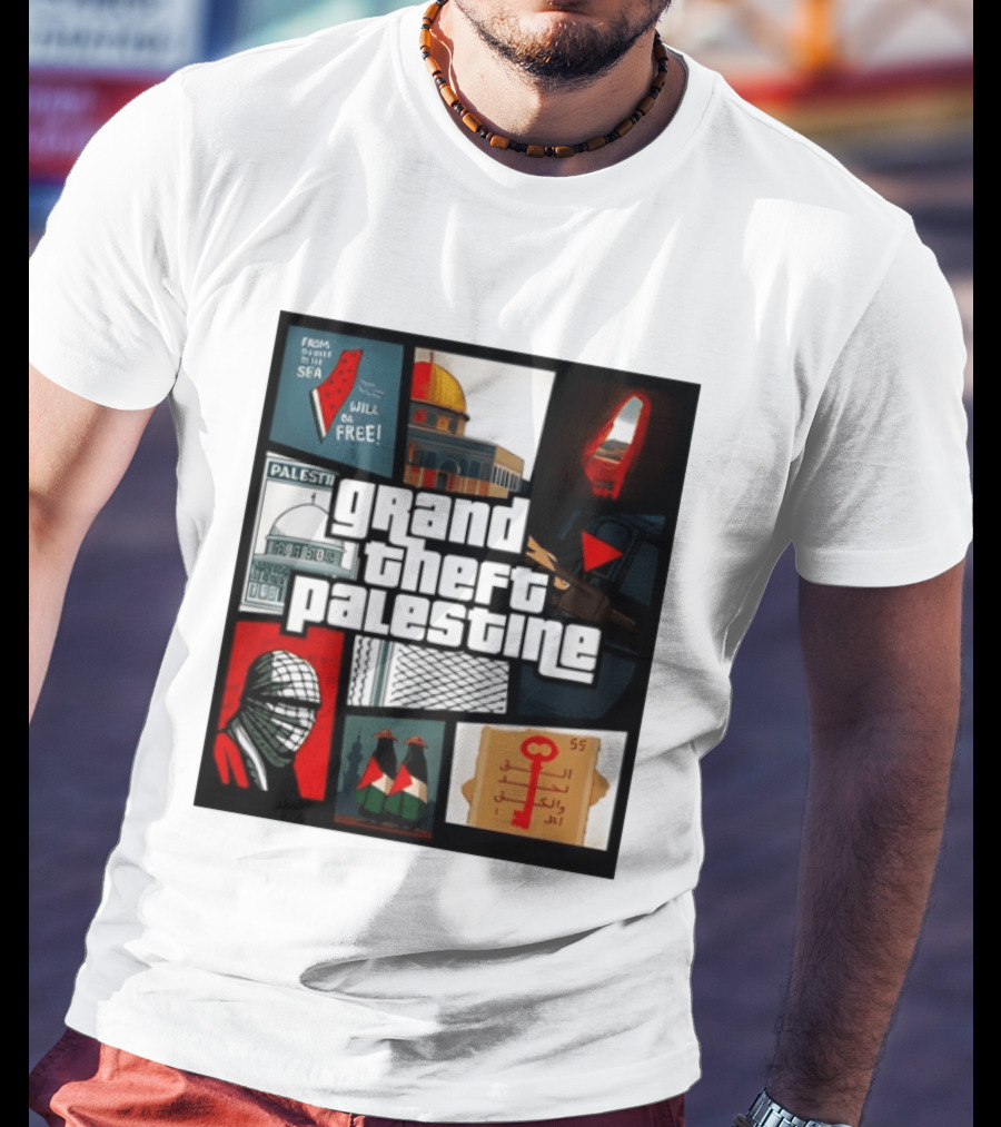 Grand Theft Palestine Dome Of The Rock Sea To Sea Free Palestine RPG Key 55 Flag Cover T-Shirt