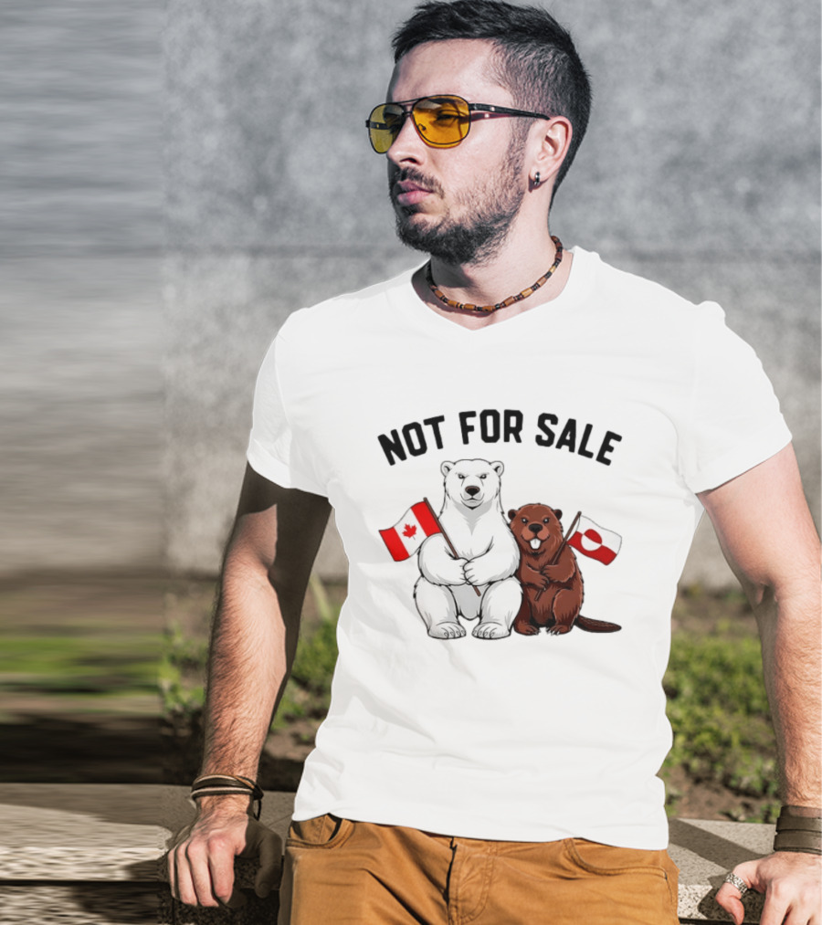 Not For Sale Polar Bear Canadian Flag Beaver Greenland Flag T-Shirt