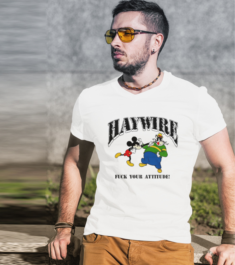 Haywire Fuck Your Attitude Mickey Mouse Comic T-Shirt