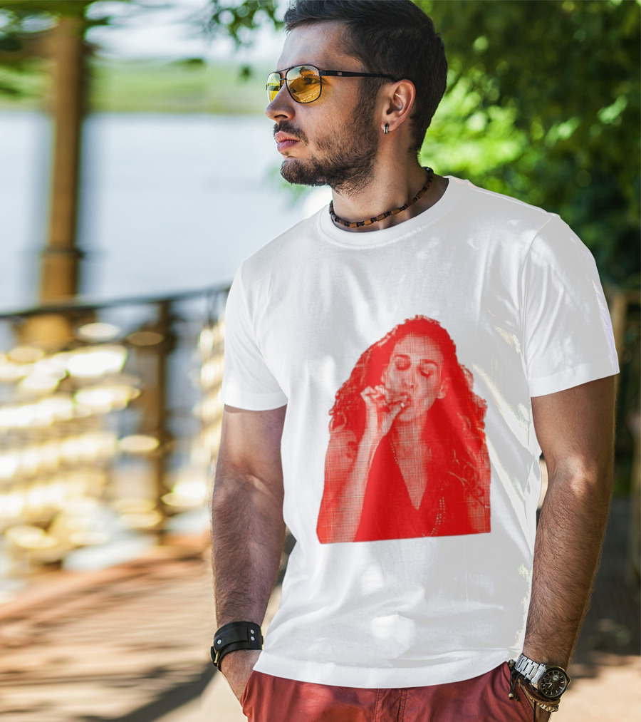 Lit Carrie Smoking Scene Red Artistic T-Shirt