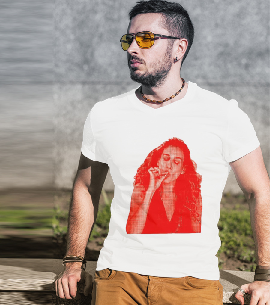 Lit Carrie Smoking Scene Red Artistic T-Shirt