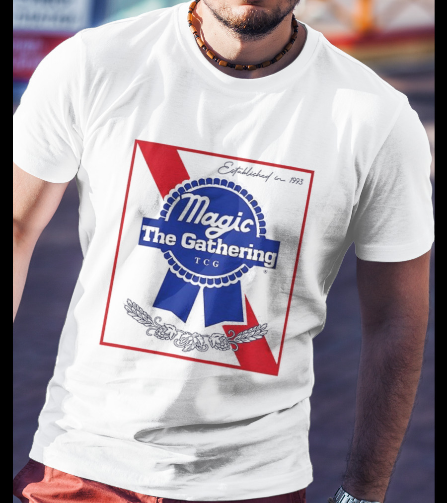 Magic The Gathering Pabst Established 1993 Vintage Style Ribbon T-Shirt