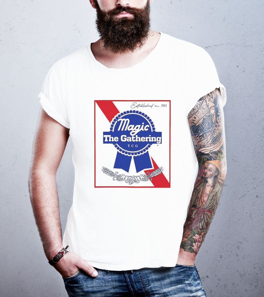 Magic The Gathering Pabst Established 1993 Vintage Style Ribbon T-Shirt