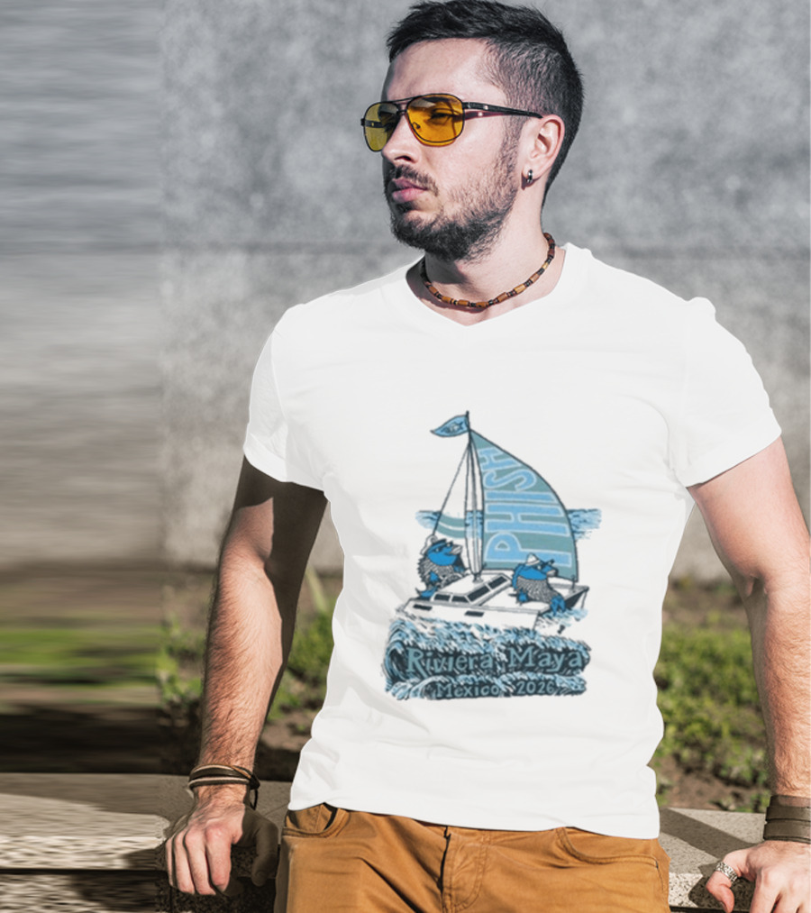 Phish Riviera Maya Mexico 2026 Pollock Waves Ship Fish T-Shirt