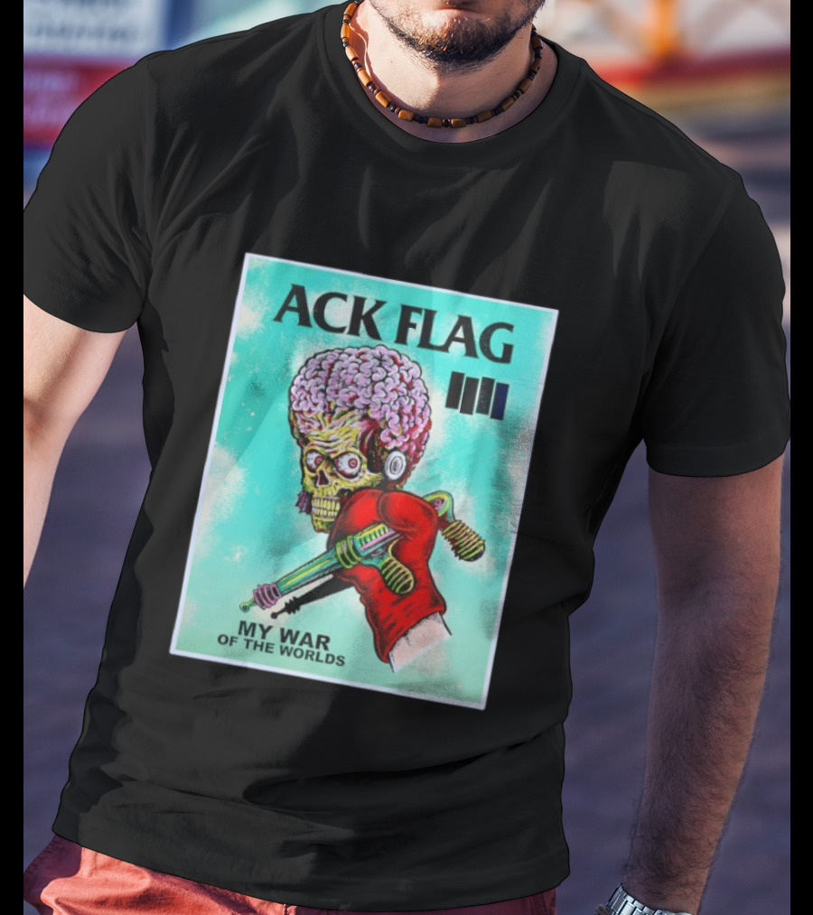 Ack Flag Martian Warrior My War Of The Worlds Retro Sci Fi T-Shirt