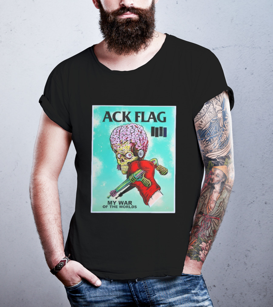 Ack Flag Martian Warrior My War Of The Worlds Retro Sci Fi T-Shirt