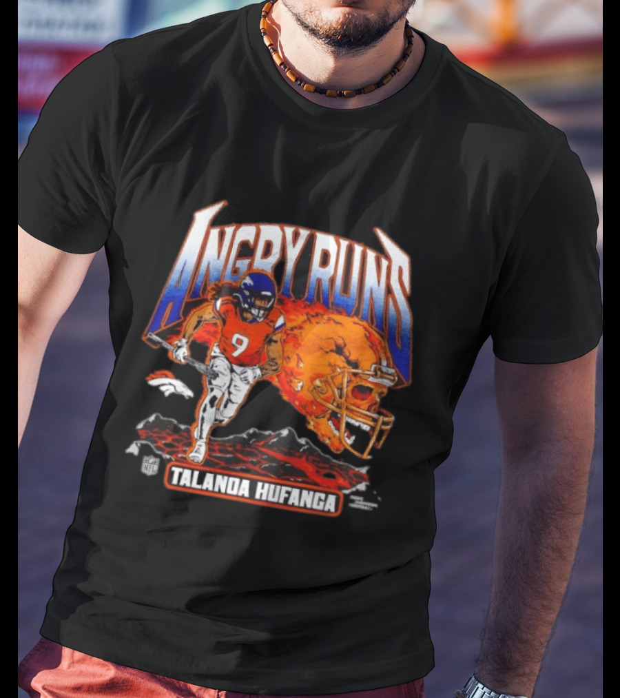 Angry Runs Talanoa Hufanga Denver Broncos NFL Football Action 2025 T-Shirt