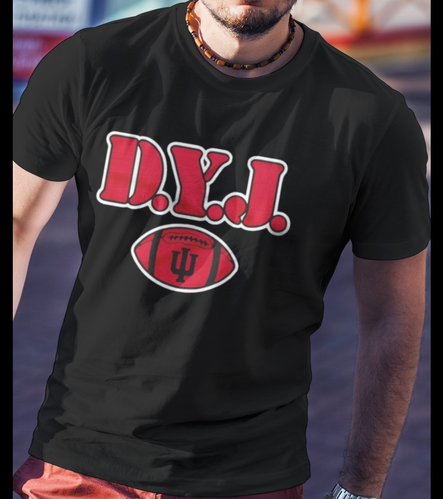 Indiana University Football D.Y.J. IU Logo Red Football T-Shirt