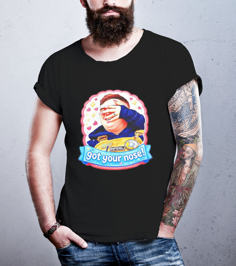 Infidel Got Your Nose Funny Cartoon Patch With Hearts And Stars T-Shirt