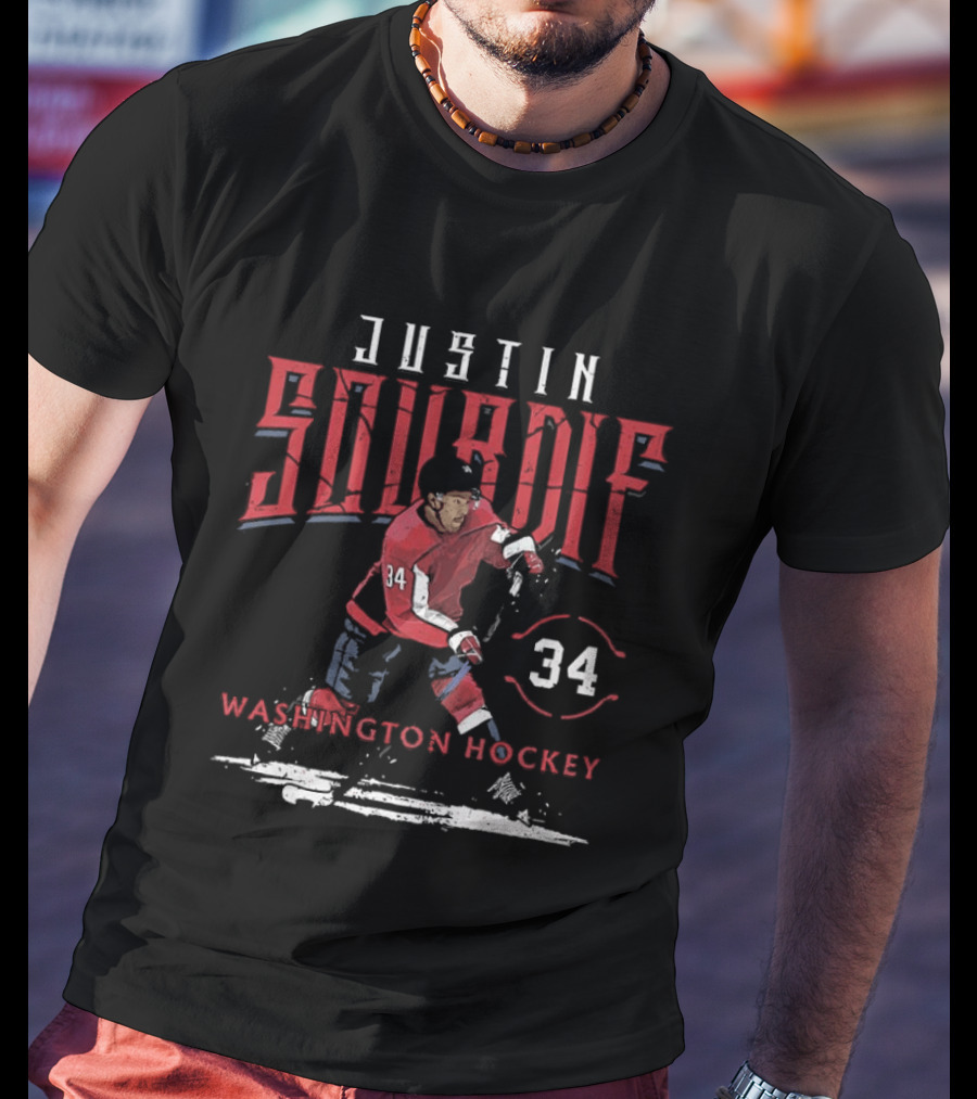 Justin Sourdif 34 Washington Hockey NHL Player T-Shirt