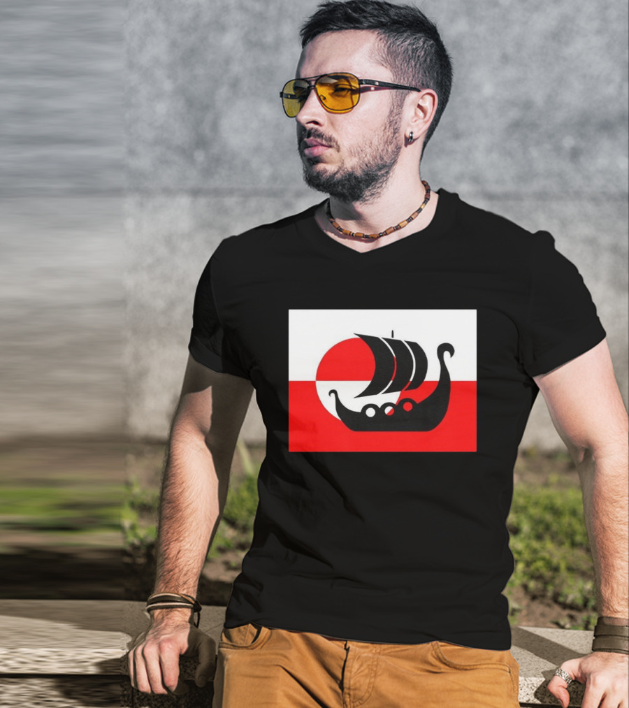Denmark Greenland Flag Not For Sale Support Danish Viking Warship T-Shirt