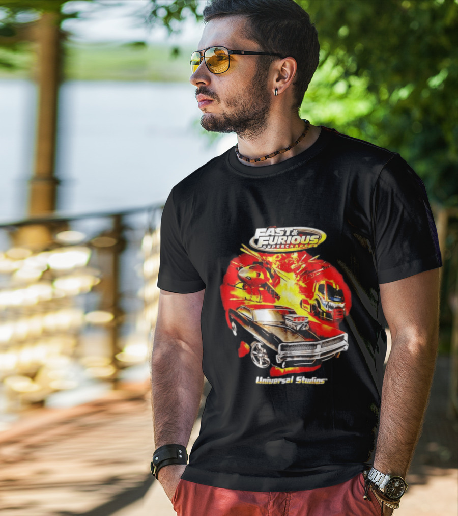 Fast & Furious Supercharged Car Explosion Universal Studios T-Shirt