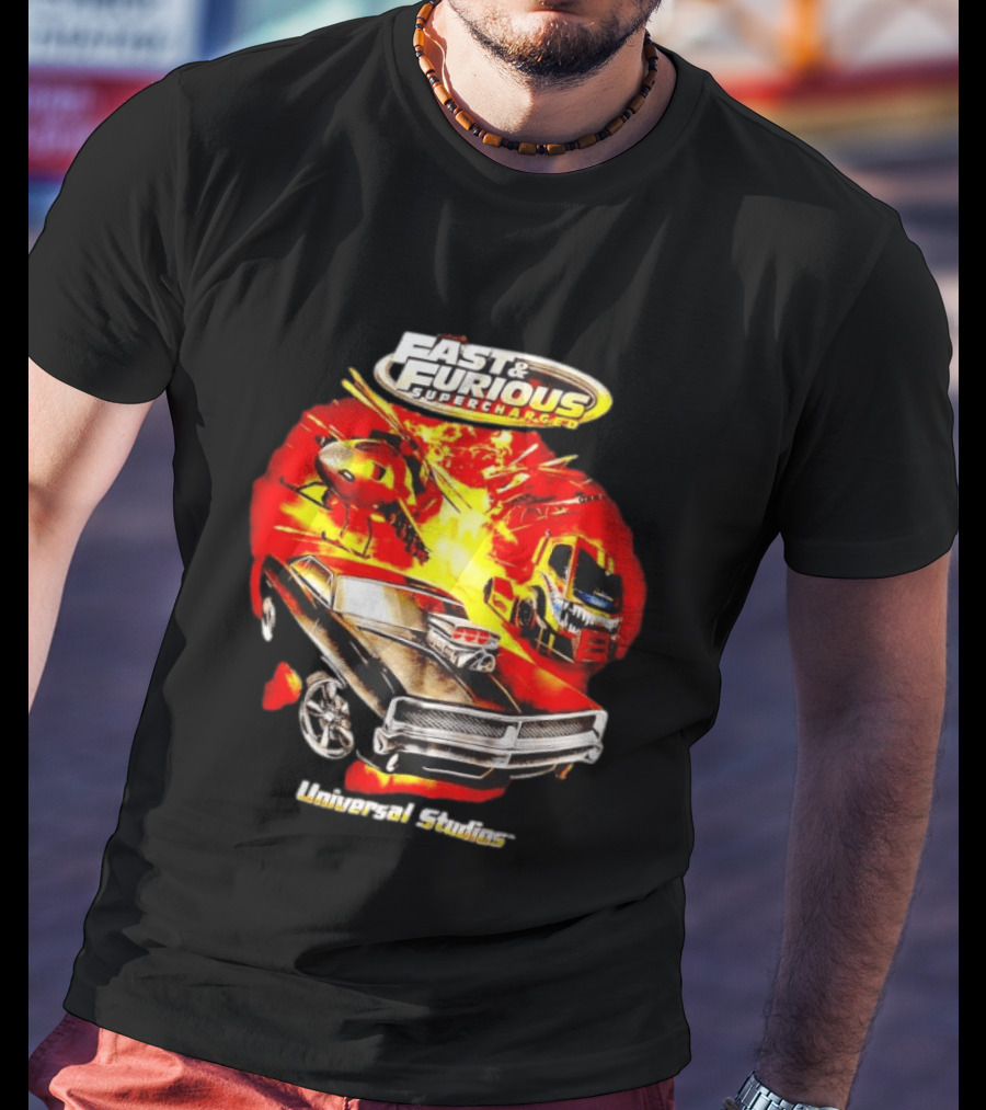 Fast & Furious Supercharged Car Explosion Universal Studios T-Shirt