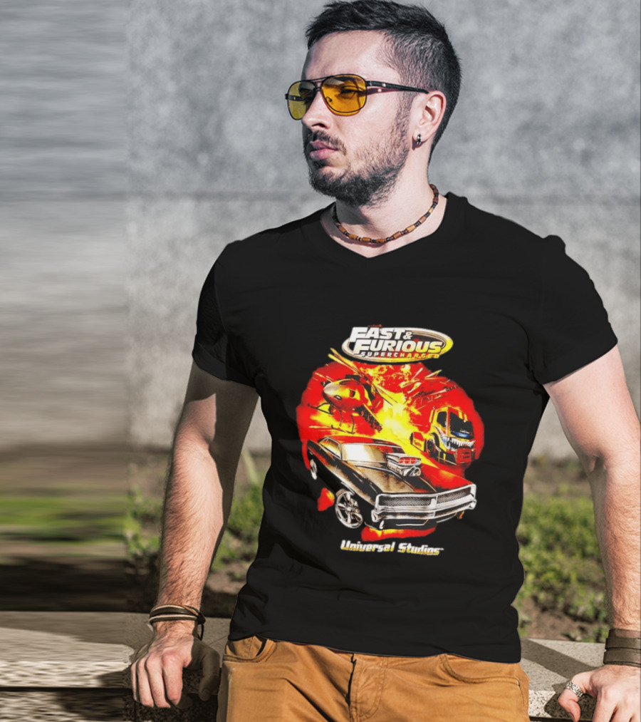 Fast & Furious Supercharged Car Explosion Universal Studios T-Shirt