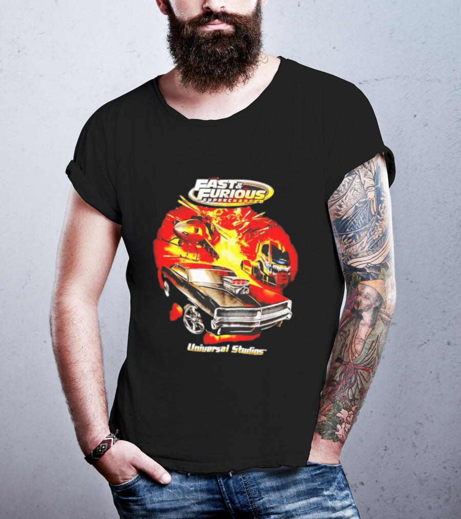 Fast & Furious Supercharged Car Explosion Universal Studios T-Shirt