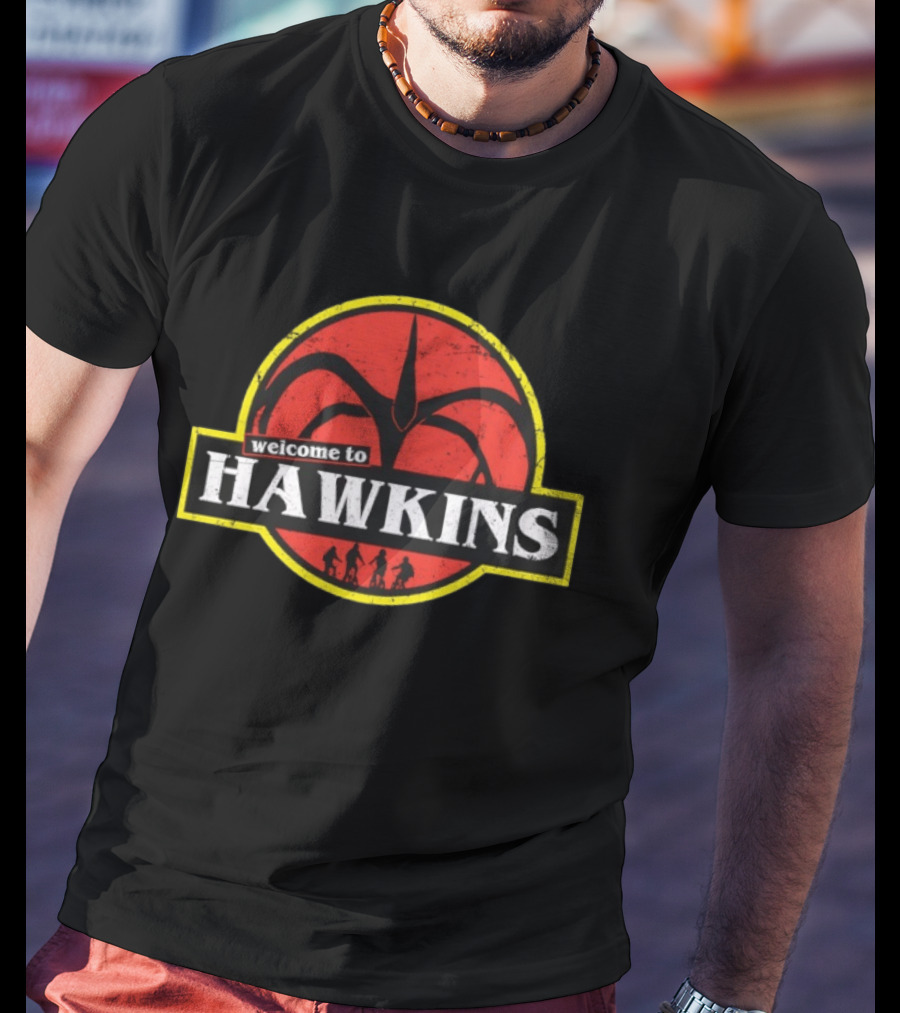 Welcome To Hawkins Stranger Things Demogorgon Hawkins Indiana Biking Adventure T-Shirt