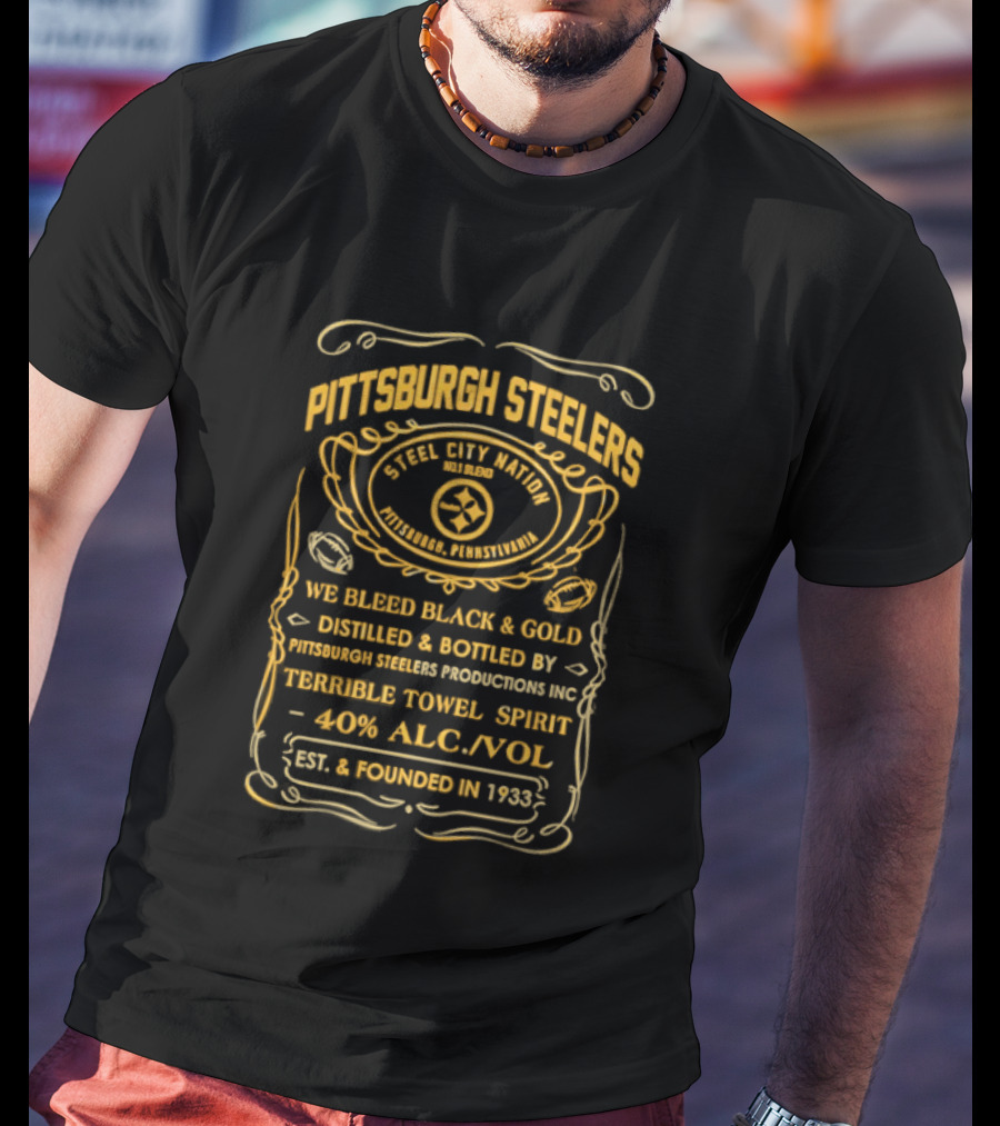 Pittsburgh Steelers Terrible Towel Spirits Established 1933 Black And Gold T-Shirt