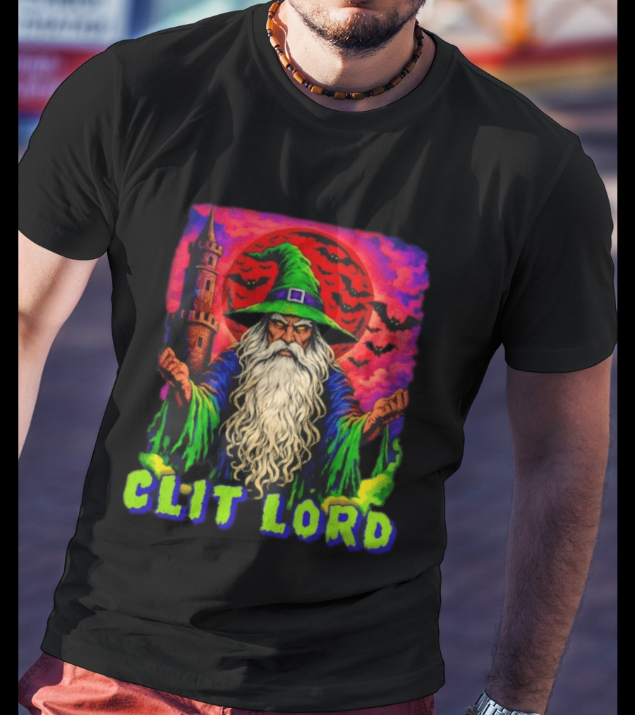 Clit Lord Wizard With Castle And Bats T-Shirt