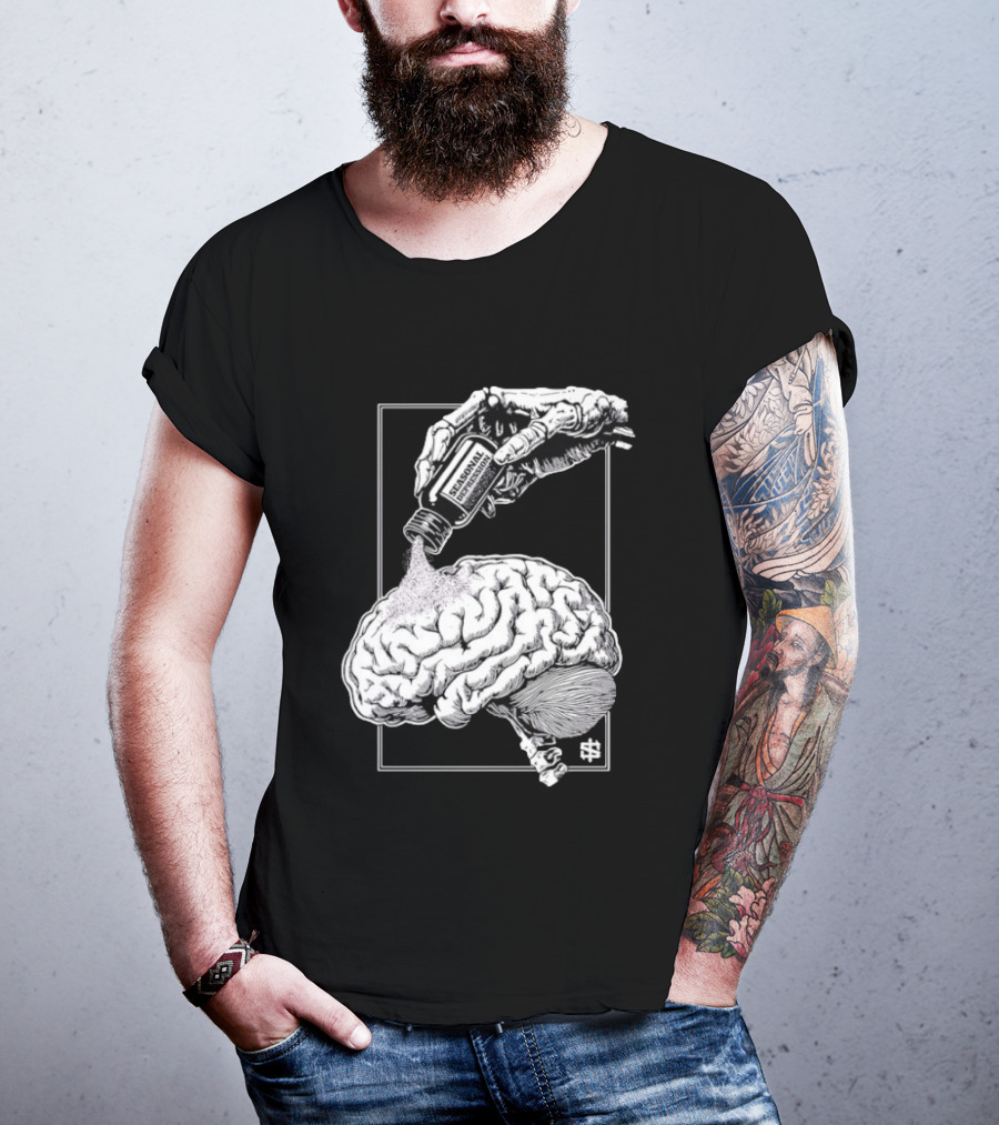 Seasonal Depression Skeleton Hand Pouring On Brain T-Shirt