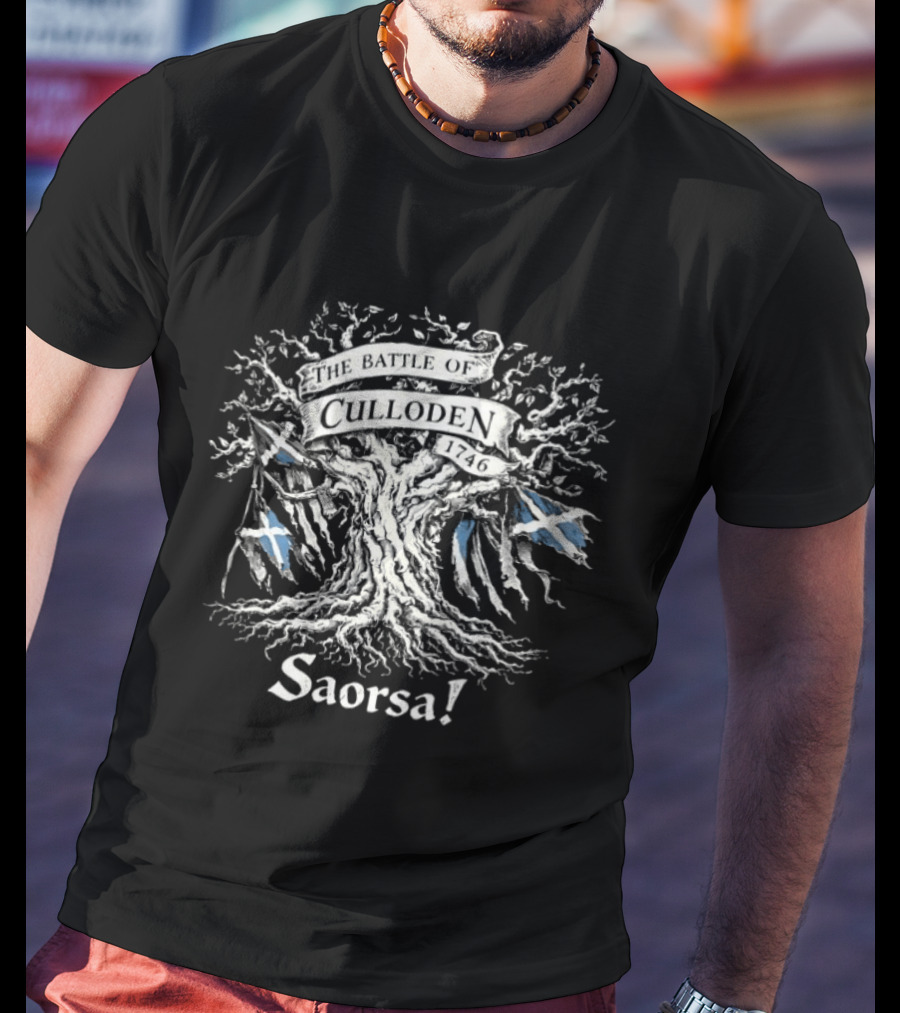 The Battle Of Culloden 1746 Saorsa Scotland Flag Tree T-Shirt