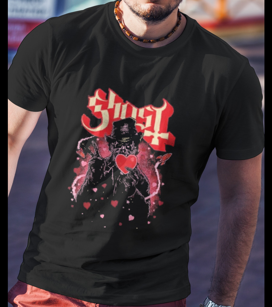 Ghost Nameless Ghouls Cult Valentines Hearts And Rockets T-Shirt