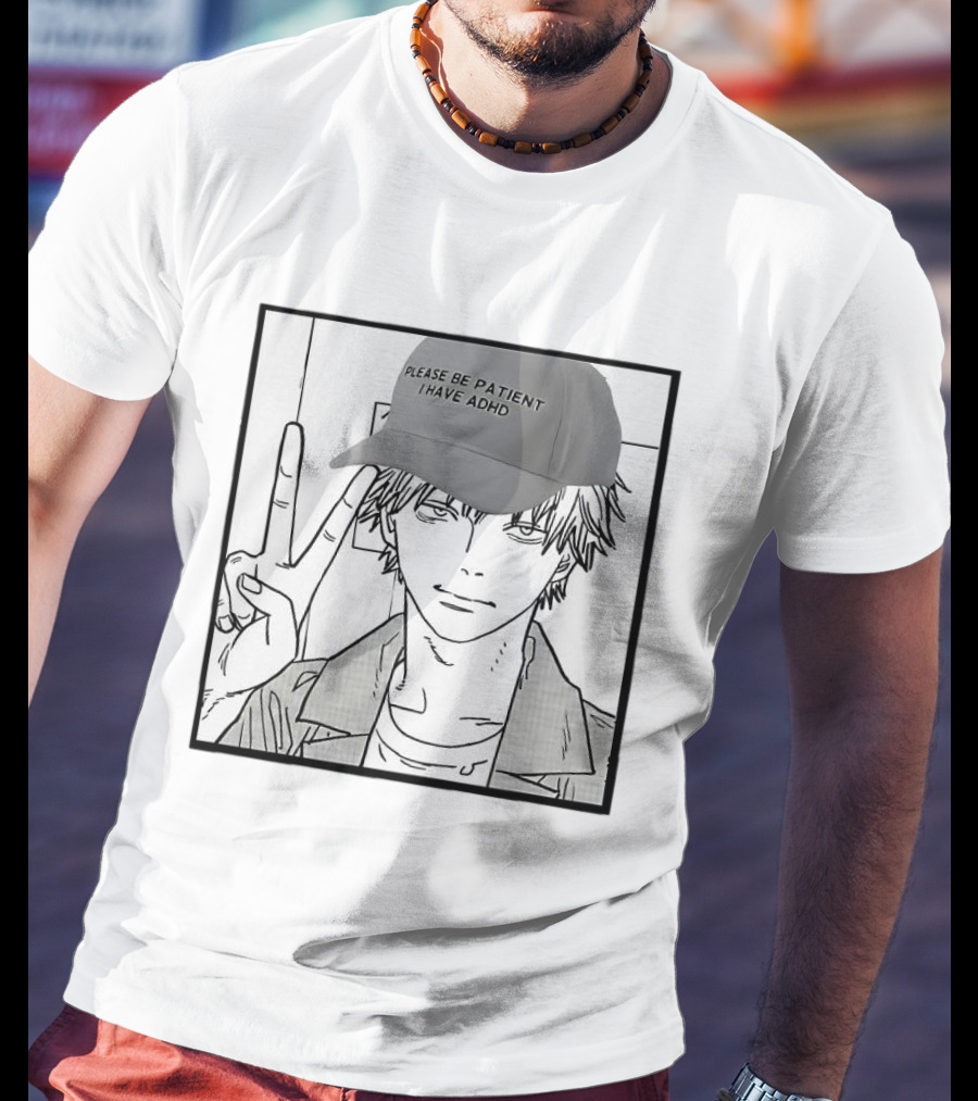 Denji Chainsaw Man Please Be Patient I Have ADHD Peace Sign T-Shirt