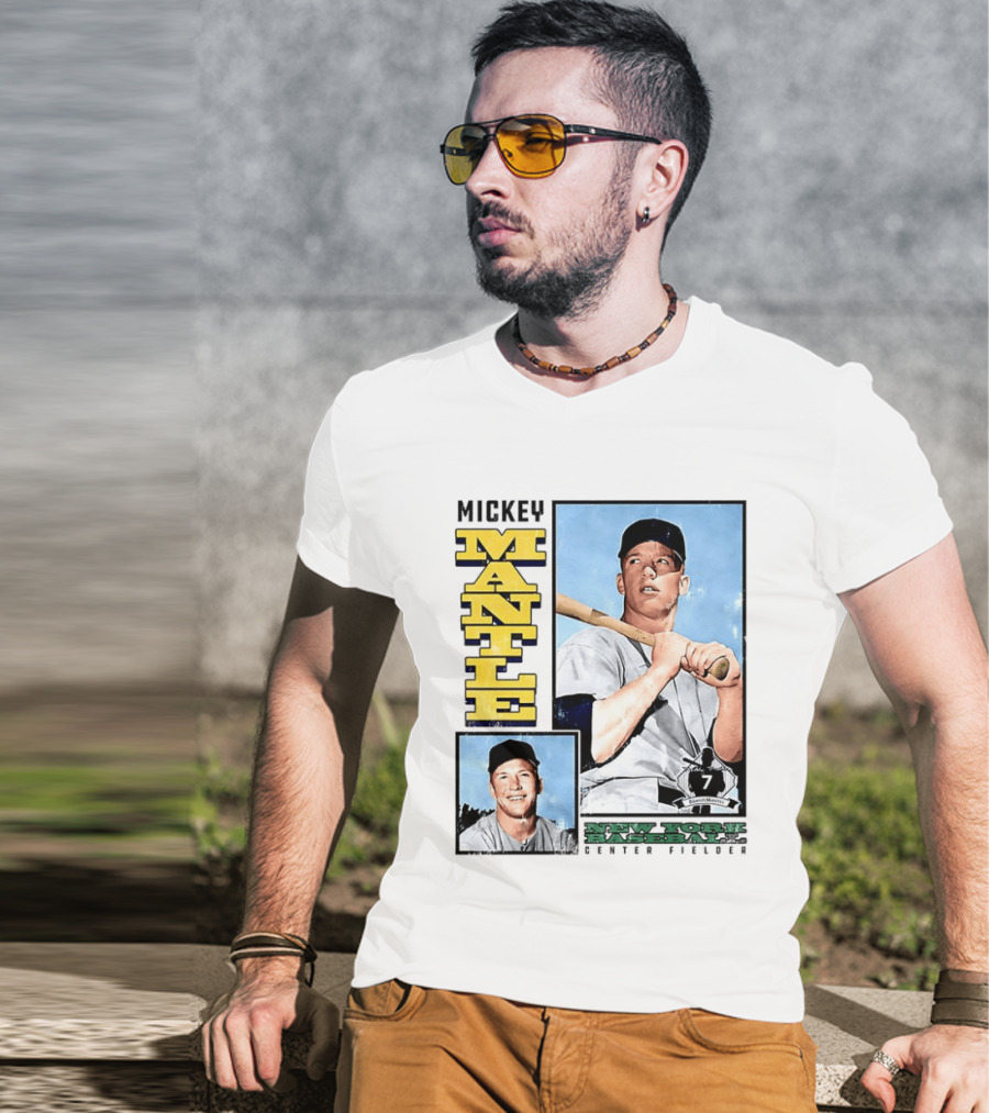 Mickey Mantle New York Yankees Center Fielder Number 7 Baseball Player T-Shirt