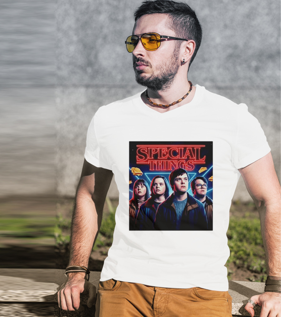 SPECIAL THINGS Retro 80s Neon Style Adventure Mystery Series T-Shirt