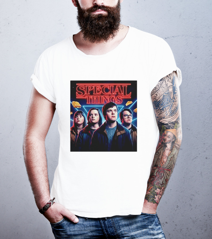 SPECIAL THINGS Retro 80s Neon Style Adventure Mystery Series T-Shirt