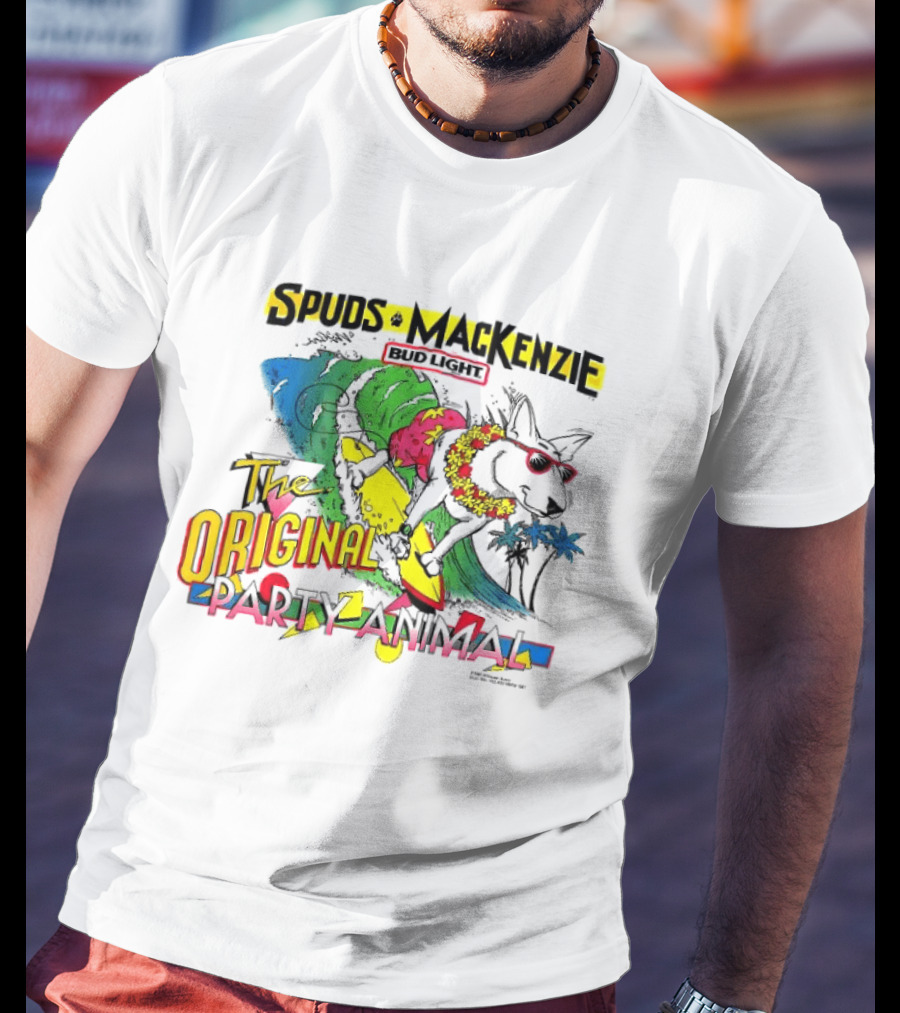Spuds MacKenzie Bud Light Surfing The Original Party Animal T-Shirt