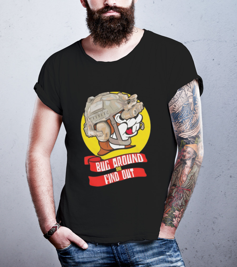 Beaver Army Bug Around And Find Out Helmet Cartoon Fandom T-Shirt