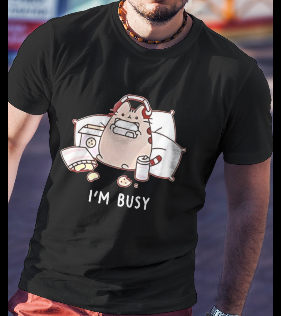 I'm Busy Cat Snack Time With Pizza Chips And Soda T-Shirt