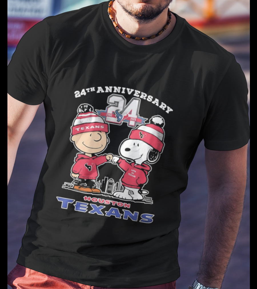 24th Anniversary Charlie Brown Snoopy Houston Texans 2002 2026 T-Shirt
