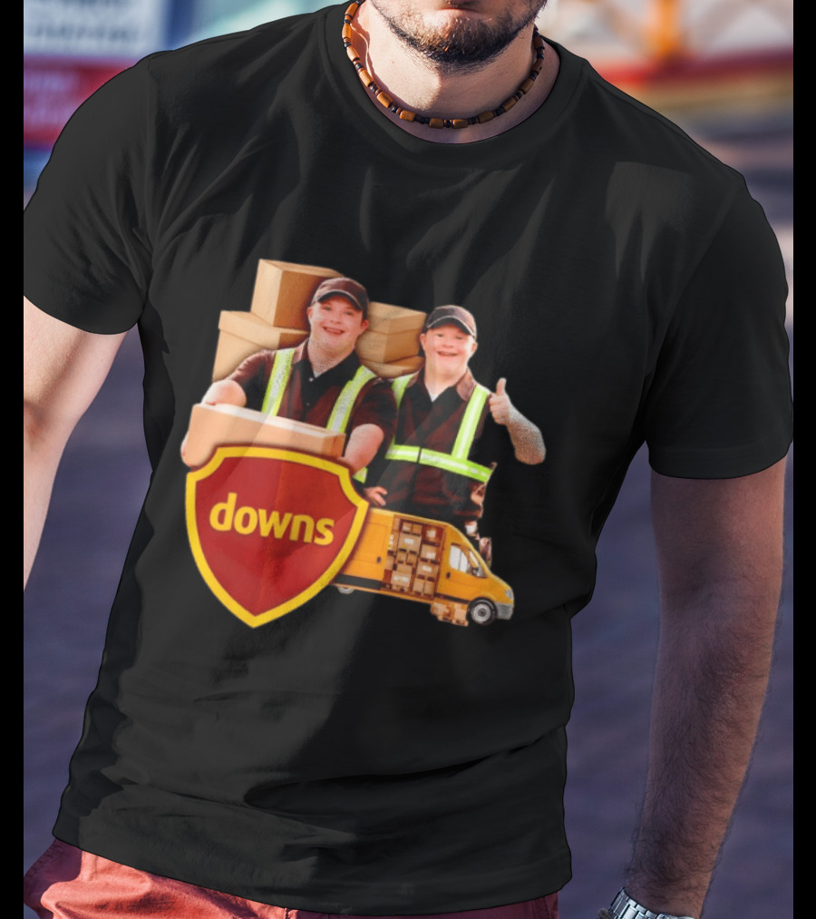 Downs UPS Delivery Service With Smiling Workers And Packages T-Shirt