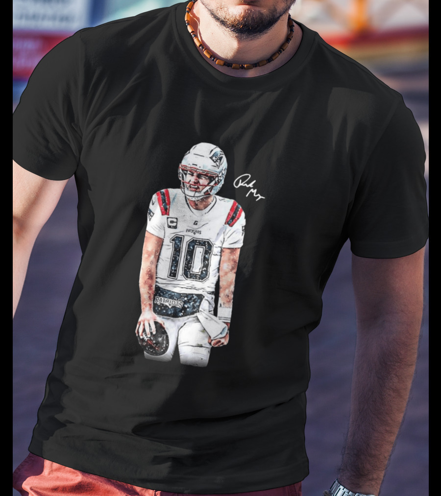 Drake Maye New England Patriots Jersey Ice Cold Iceman Autograph T-Shirt
