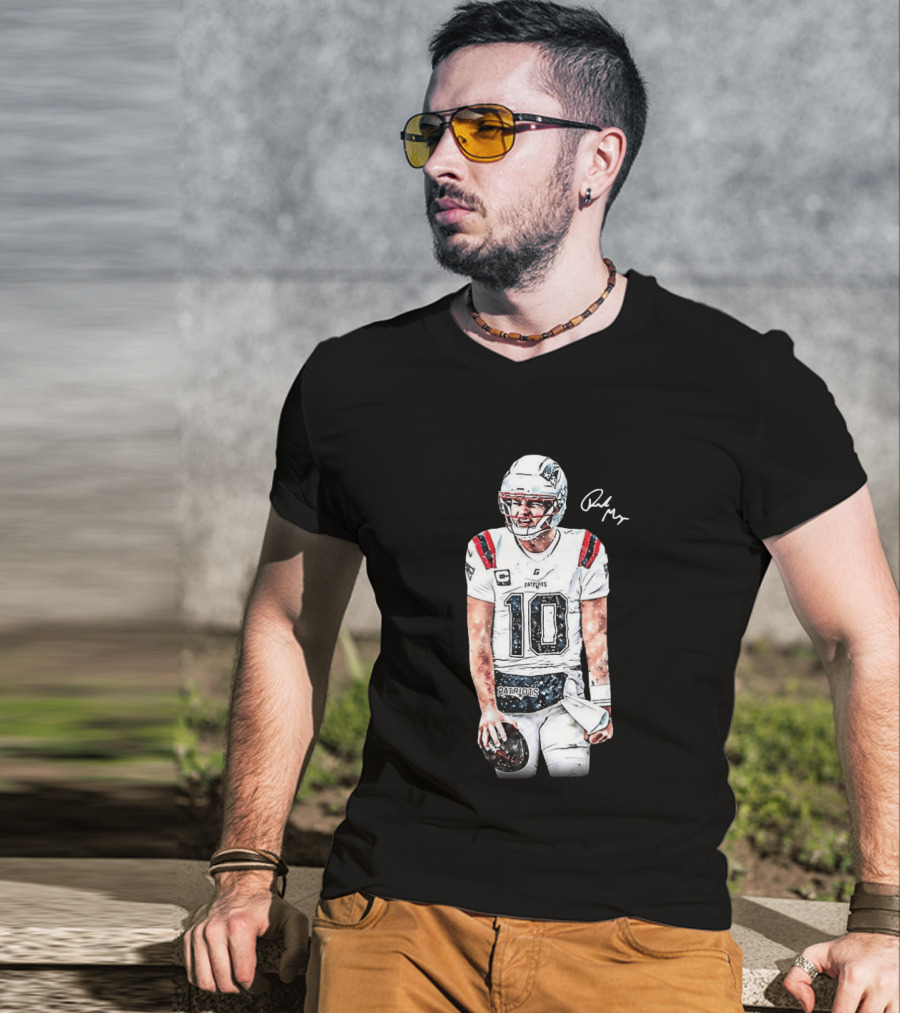 Drake Maye New England Patriots Jersey Ice Cold Iceman Autograph T-Shirt