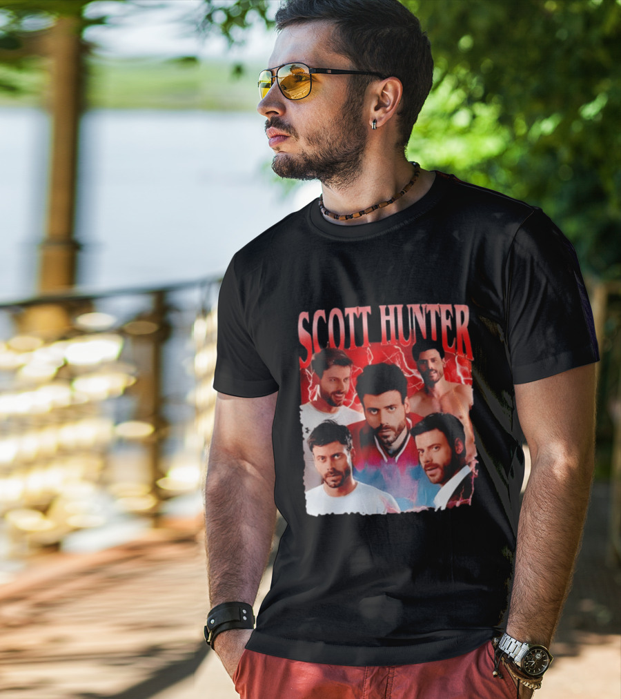 Scott Hunter Lightning Background Multiple Poses T-Shirt