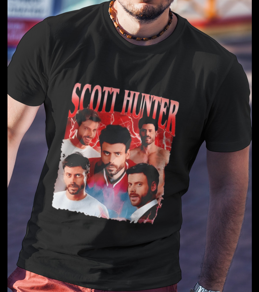 Scott Hunter Lightning Background Multiple Poses T-Shirt