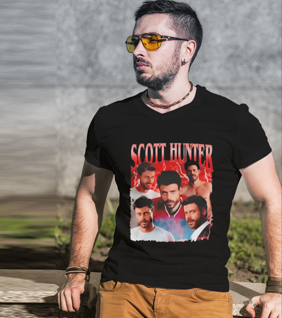 Scott Hunter Lightning Background Multiple Poses T-Shirt
