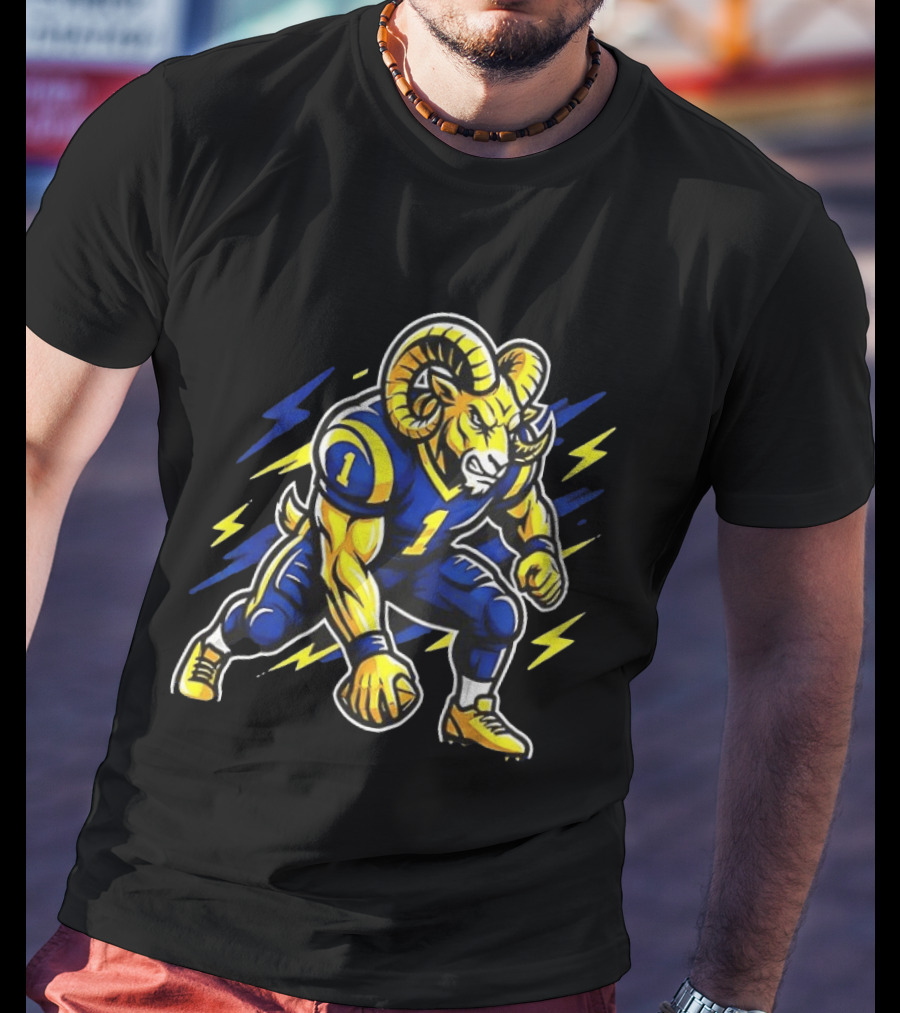 Los Angeles Rams Game Day Vibes Football Cartoon T-Shirt