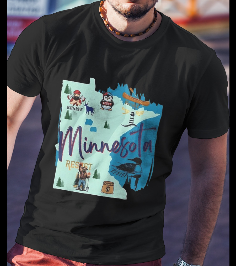 Minnesota Resist Lumberjack Penguin Canoe Loon Lighthouse Deer T-Shirt