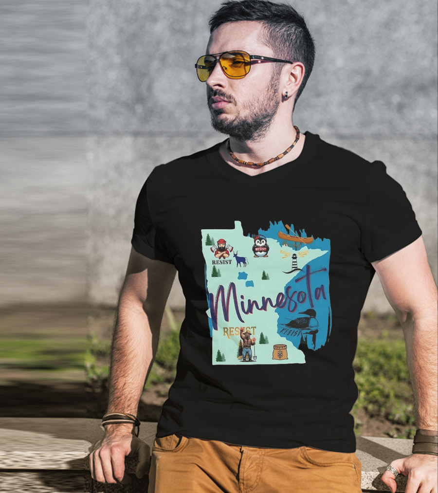 Minnesota Resist Lumberjack Penguin Canoe Loon Lighthouse Deer T-Shirt