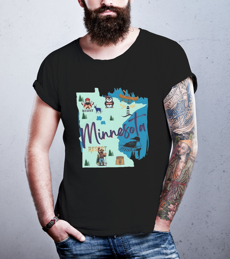 Minnesota Resist Lumberjack Penguin Canoe Loon Lighthouse Deer T-Shirt