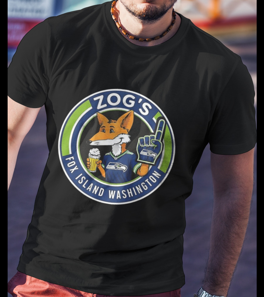 Zog's Fox Island Washington Seattle Seahawks Fan Celebration T-Shirt