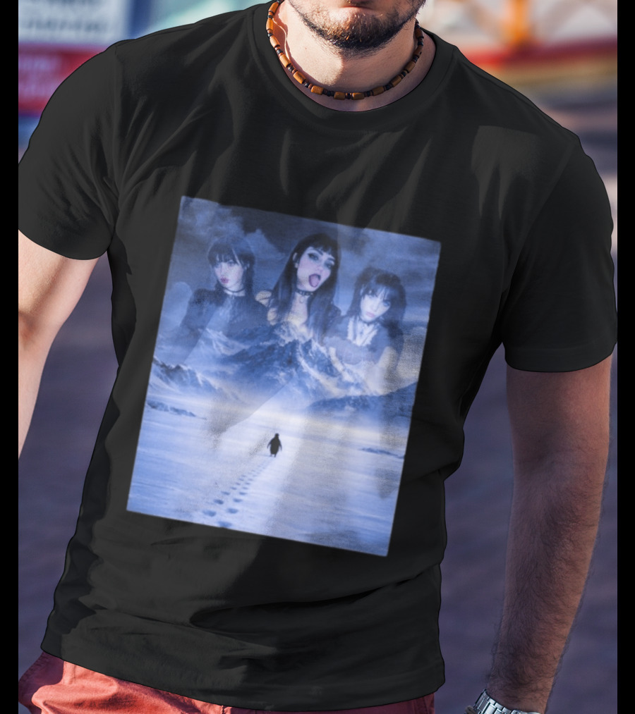 Nihilist Penguin Goth Girls Dark Winter Mountain Scene T-Shirt
