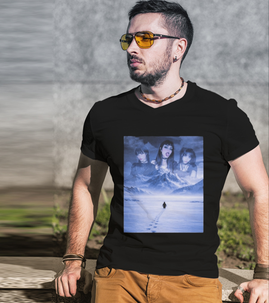 Nihilist Penguin Goth Girls Dark Winter Mountain Scene T-Shirt