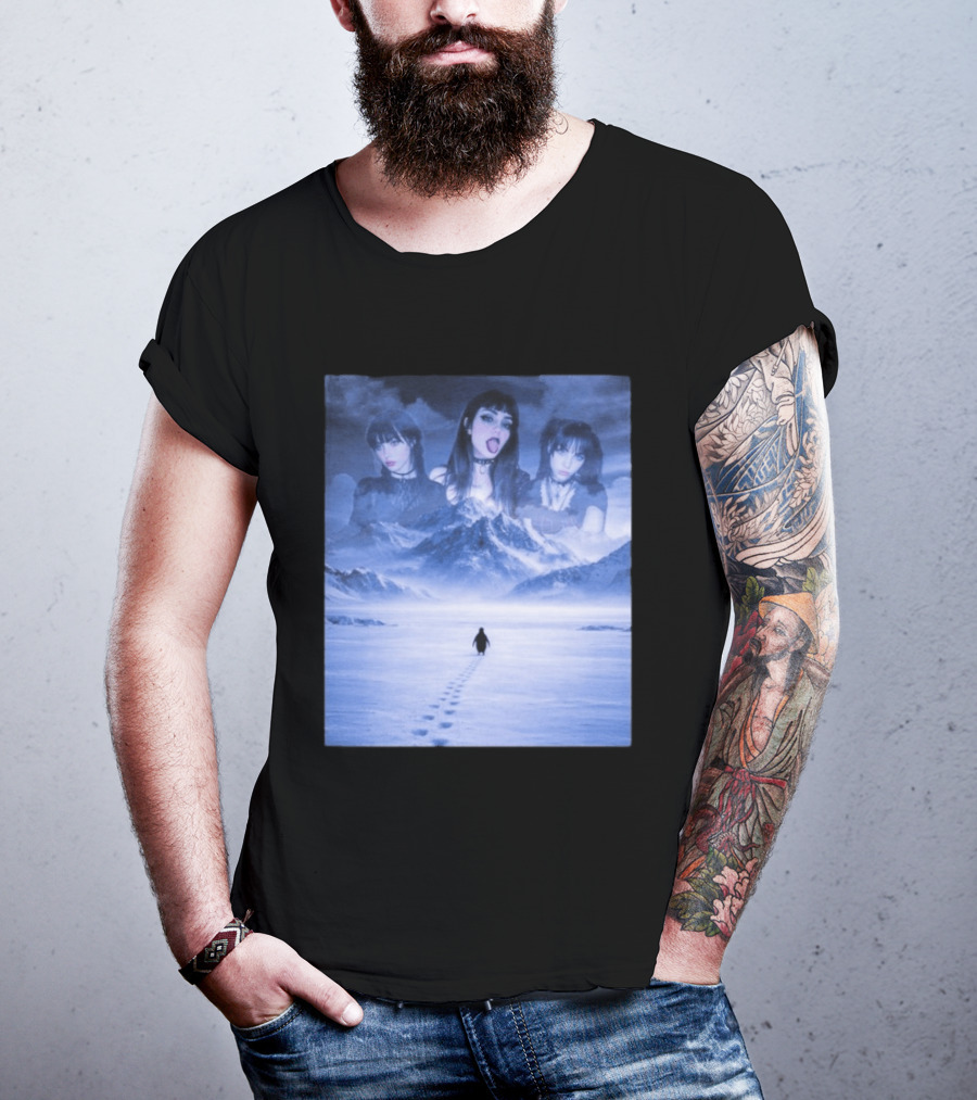 Nihilist Penguin Goth Girls Dark Winter Mountain Scene T-Shirt