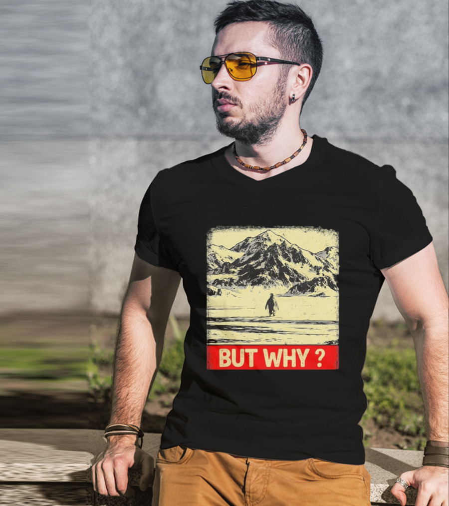 Penguin Meme But Why Mountains Winter Scene T-Shirt