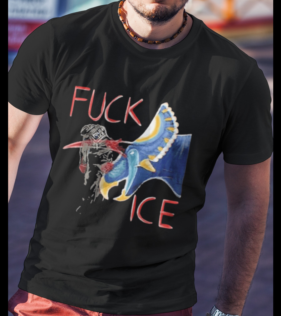Torosaurus Fuck ICE Police Dinosaur T-Shirt